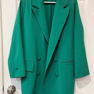 Elegant Green Double-Breasted Women's Coat